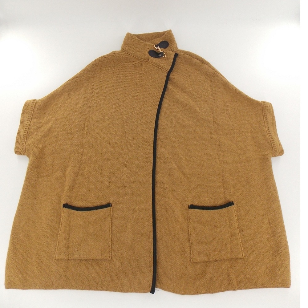 Apt. 9 Poncho Sweater Cape Toggle Neck Modern‎ Women Large Camel Tan Brown Gold